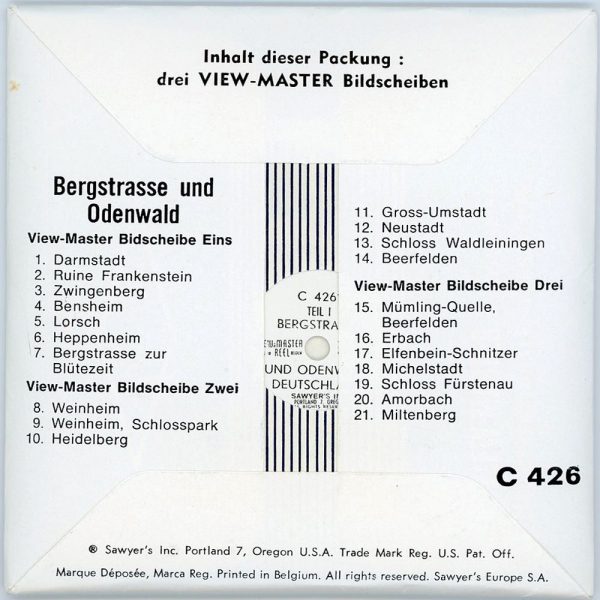 Bergstrasse and Odenwald - View-Master 3 Reel Packet 1960 s view - vintage - ( PKT-C426D-BS6) Hot on Sale