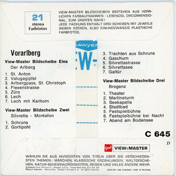 Vorarlberg - View-Master 3 Reel Packet 1970 s view - vintage - (PKT-C645D-BG1) Online Sale