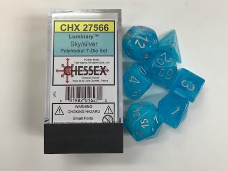 Chessex 7-Die Polyhedral Set - Luminary (Sky Silver) Discount