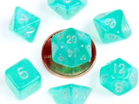 Mini Polyhedral Dice Set: Stardust Teal For Sale