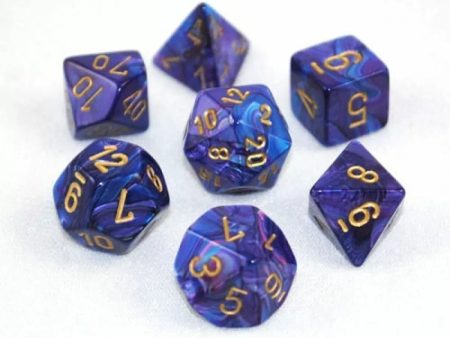 Chessex 7-Die Polyhedral Set - Lustrous (Purple Gold) Online Sale