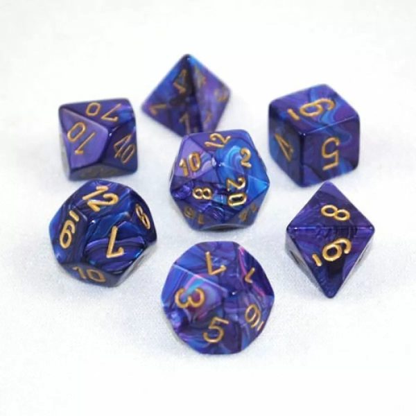 Chessex 7-Die Polyhedral Set - Lustrous (Purple Gold) Online Sale