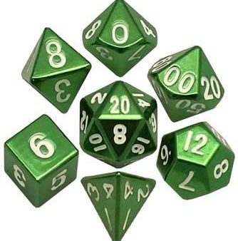 Metal Dice: Green with white Numbers 16mm Poly Set Online Sale