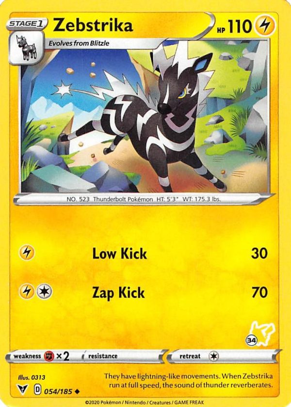 Zebstrika (054 185) (Pikachu Stamp #34) [Battle Academy 2022] Sale