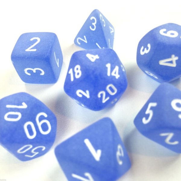 Chessex 7-Die Polyhedral Set - Frosted (Blue White) Online Hot Sale