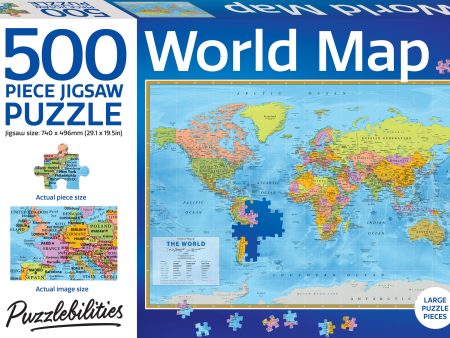 500 Piece Puzzle - Puzzlebilities World Map Sale